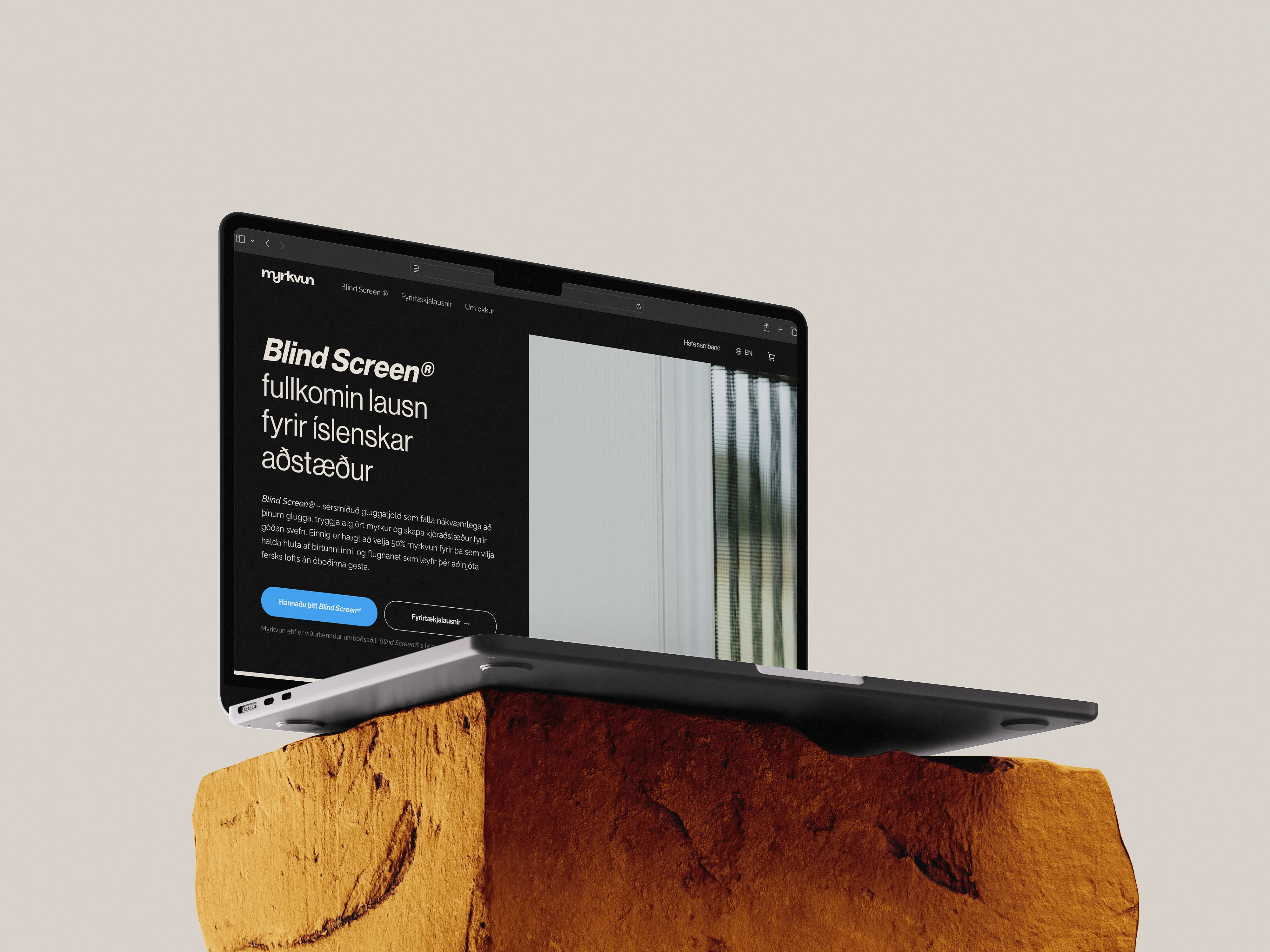 Myrkvun — New branding and website, with a custom step-by-step blind configurator